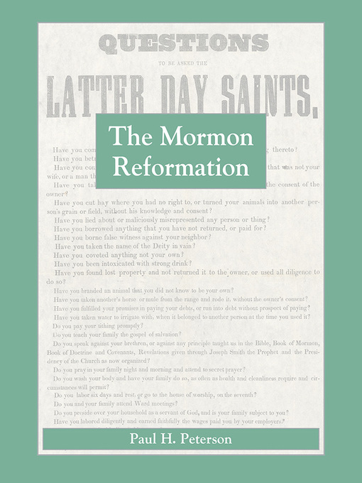 Title details for The Mormon Reformation by Paul H. Peterson - Available